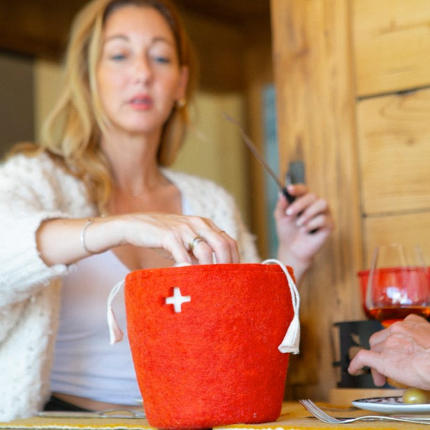 Wool Basket Small - Swiss Red