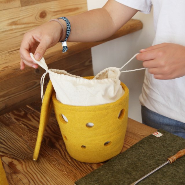 Wool Basket Small - Swiss Cheese